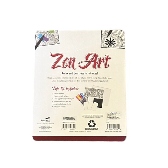 New Zen Art Craft Kit Drawing Set Spicebox Markers Gel Pens Coloring Sheets + - Picture 2 of 2